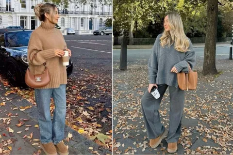 Botas calentitas: el calzado comfy que tenés que tener en agosto y quedan bien con todo Dos mujeres usando botas con corderitos en looks del fin de semana