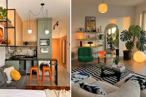Adiós a los monoambientes aburridos: 4 lugares donde podés conseguir muebles y objetos de diseño para llenar de color tu espacio Dos monoambientes con diseño