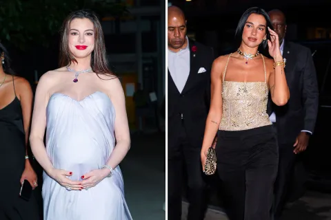 Anne Hathaway y Dua Lipa: dos estilos opuestos que brillaron en la New York Fashion Week Anne Hathaway y Dua Lipa en el fashion week
