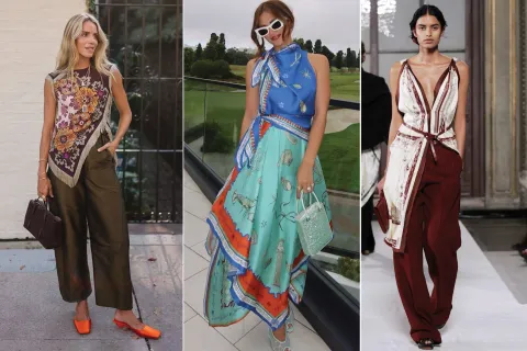 ¿Adiós a los pañuelos en la cabeza?: esta es la nueva tendencia del verano 2027 Tres mujeres con pañuelos de tops en sus looks