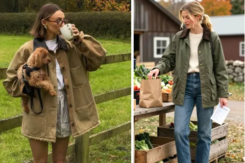 Barn jacket: el abrigo de inspiración rural que llegó para quedarse Dos propuestas para llevar camperas de campo