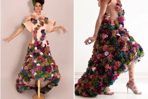 Más que un vestido de flores naturales: la historia de una obra que celebra la libertad de ser vestido de flores