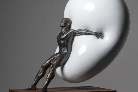 Ocio creativo: te recomendamos 9 muestras de arte que son un buen paseo para hacer en octubre La tensión poética entre la figura humana y la forma abstracta: escultura en bronce de Carlos Fernández para la muestra 'Geografías del gesto' en el Centro Cultural Matta