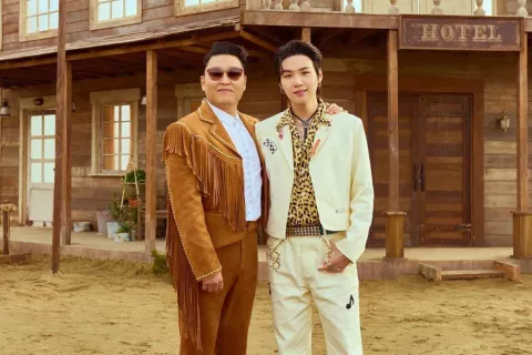 ¿Cómo se filmó That That, el nuevo tema de PSY y SUGA que ya rompió récords? PSY y SUGA de BTS. Foto: Twitter