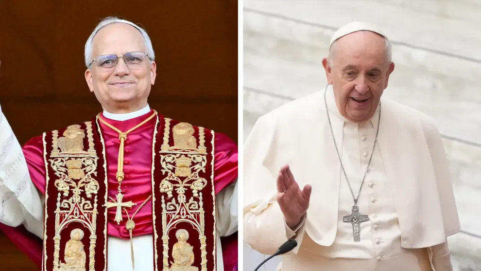 Las diferencias entre el vestuario del papa Francisco y el papa Leon XIV