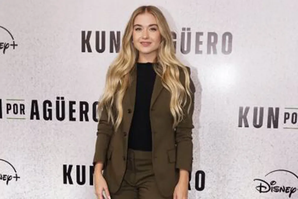 Sofía Calzetti en la presentación de la serie del "Kun Aguero"