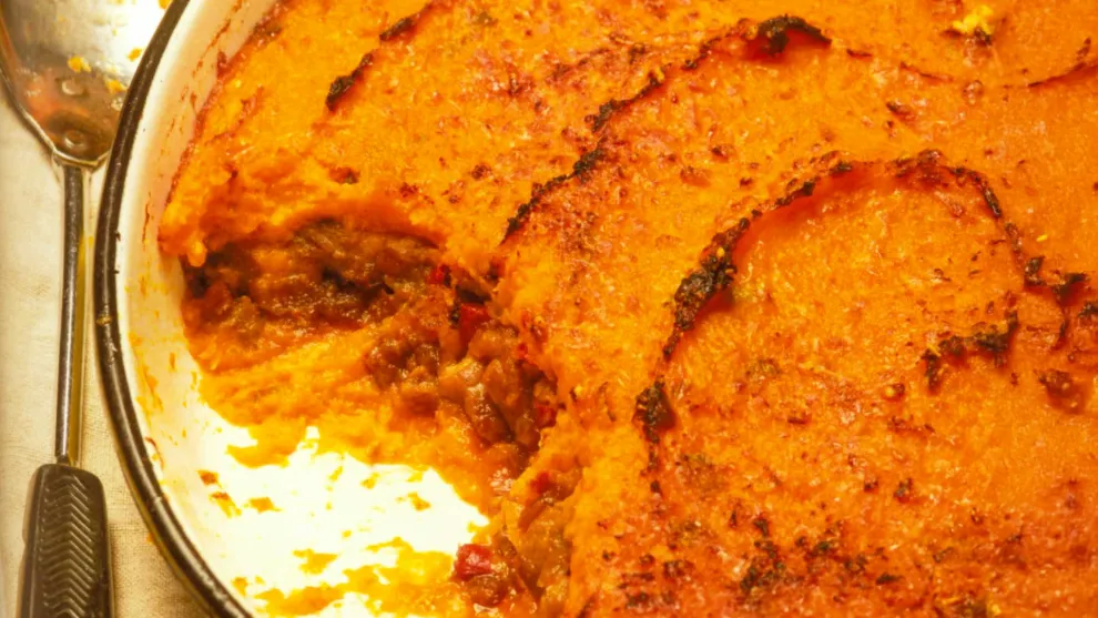 Pastel en fuente de Paulina Cocina: versión boniato y bondiola