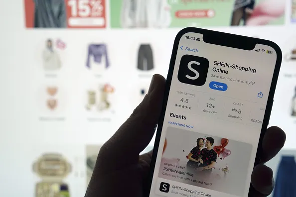 Pantalla de la app Shein