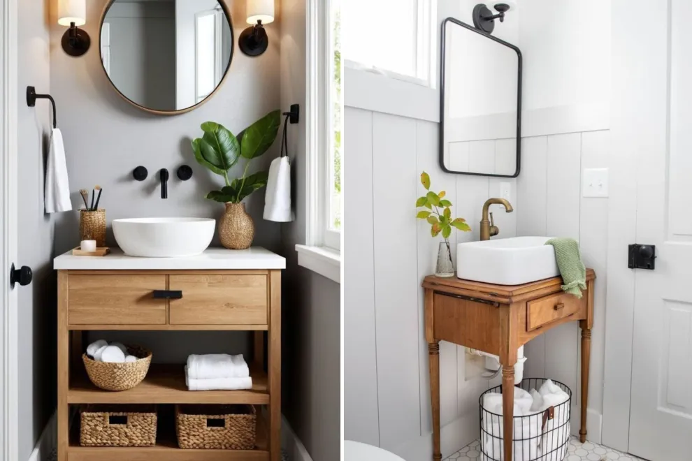 Vanitorys y muebles de guardado originales para baños pequeños