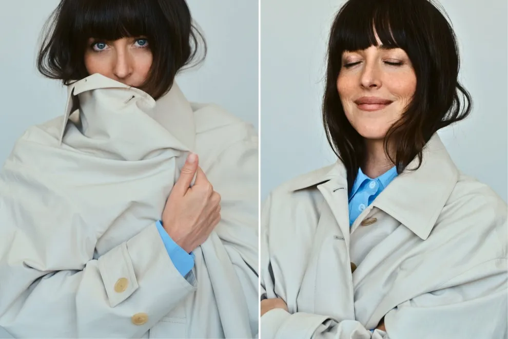 Clásico, atemporal y canchero: el look 'power dressing' de Dakota Johnson para la tapa de Vogue