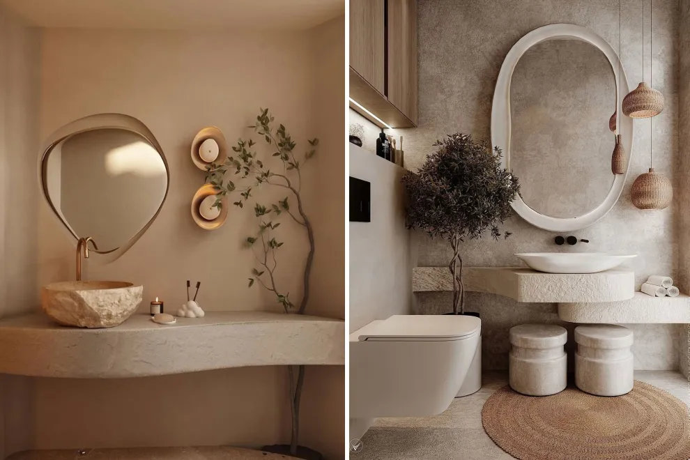 Los vanitorys suspendidos de piedra natural (como mármol, granito o piedra sinterizada) se han convertido en una opción favorita.