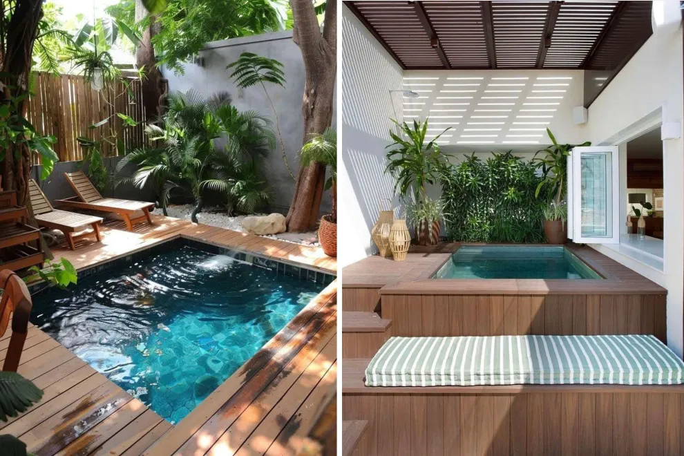 Las terrazas también pueden convertirse en oasis. Con estructuras reforzadas y decks livianos, las piletas elevadas en altura ofrecen vistas únicas y un estilo urbano chic.