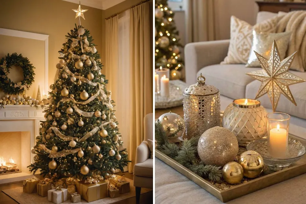 Combiná diferentes formas para darle dinamismo: estrellas, casitas, hojas y renos.