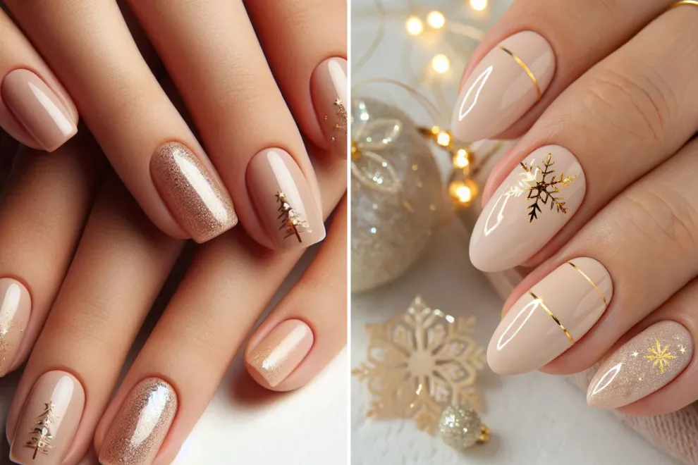 Uñas minimalistas pero festivas: 10 ideas fáciles para Navidad y Año Nuevo.