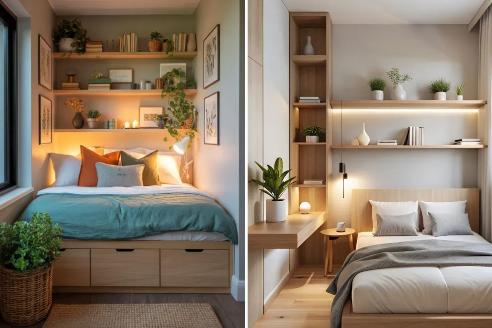 Transformar un dormitorio compacto en un espacio funcional —y que además parezca más grande— es totalmente posible si se combinan muebles multifuncionales