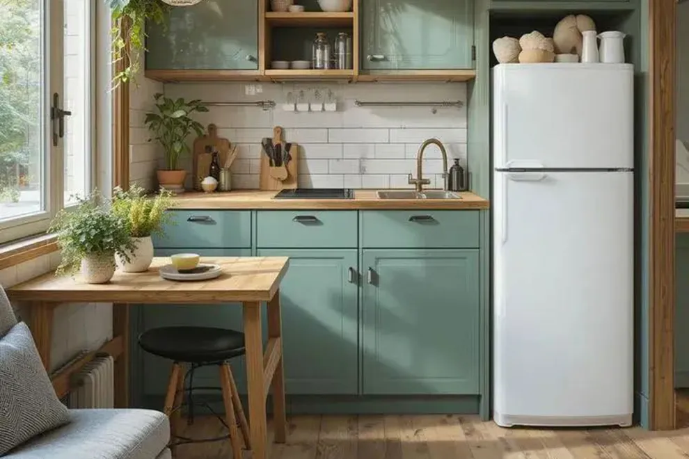 Las cocinas mini pueden verse modernas, cálidas y sofisticadas sin perder practicidad.